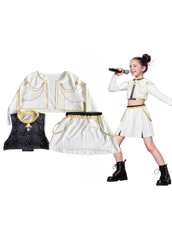 KPop Demon Hunters Zoey K-Pop Demon Hunters Cosplay Costume with Cropped Jacket and Skirt Set, Idol-Inspired Performance Outfit for Fans, Stage Shows and Costume Parties 11to13 years 150cm - Image 2